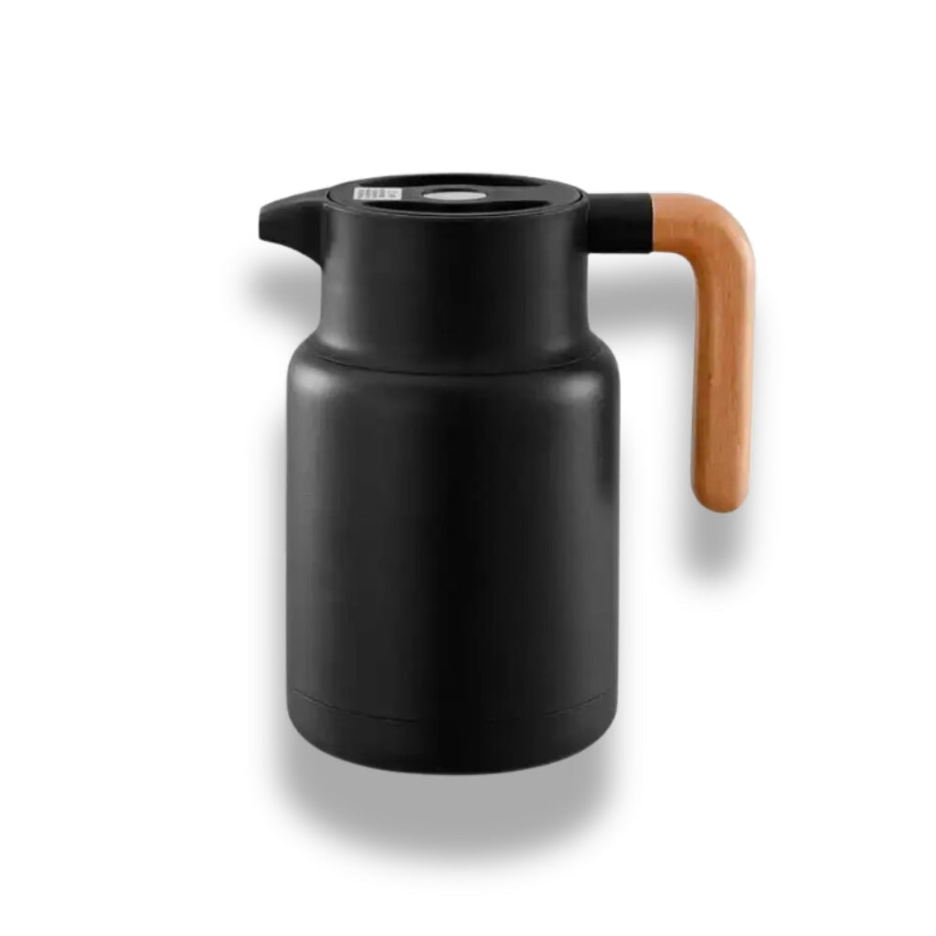 Pichet Isotherme 1,5L Carafe à Café Thermique Avec Poignée Bois - Pour Thé Et Café